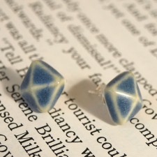 pendientes azul petroleo piramide de porcelana y plata