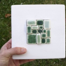 Mosaico de porcelana y madera verde esmeralda-verde traslúcido