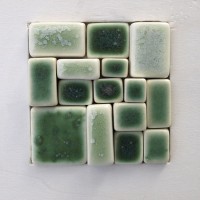 Mosaico de porcelana y madera verde esmeralda-verde traslúcido