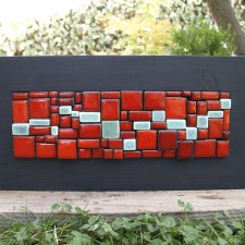 Mural mosaico rojo y turquesa max.2